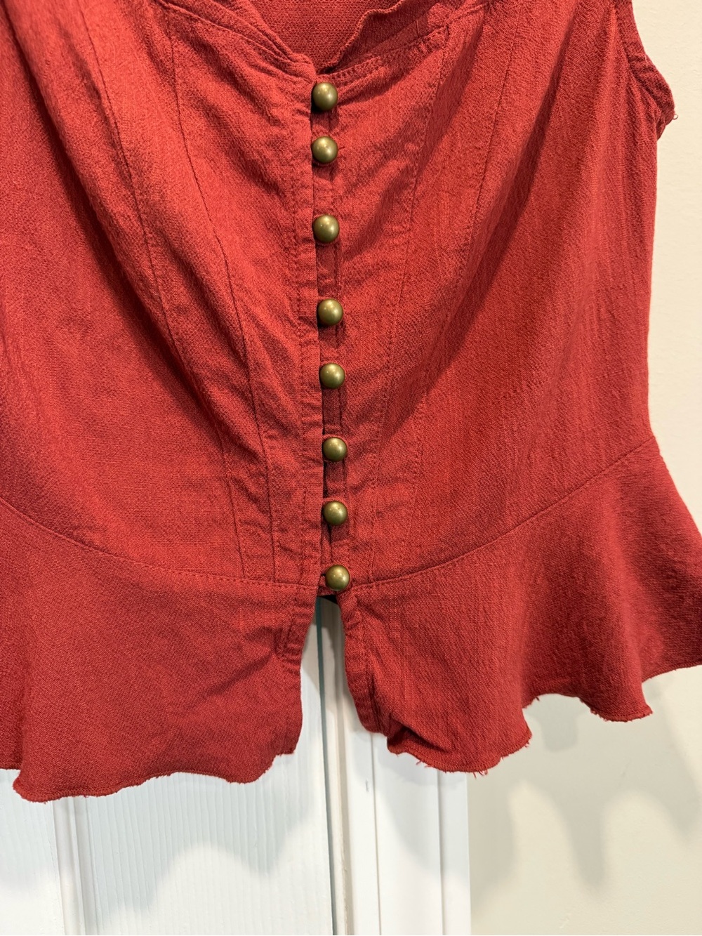 Intimately Free People Rust Red Peplum Tank Top Boho Cottagecore XS - Picture 9 of 9